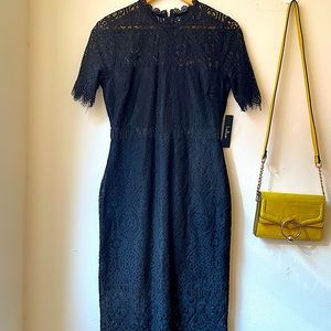 Lulu’s black lace cropped cocktail dress